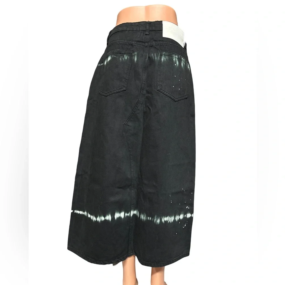 Rocko Mid Waist Long Length Denim Skirt - Black Magic